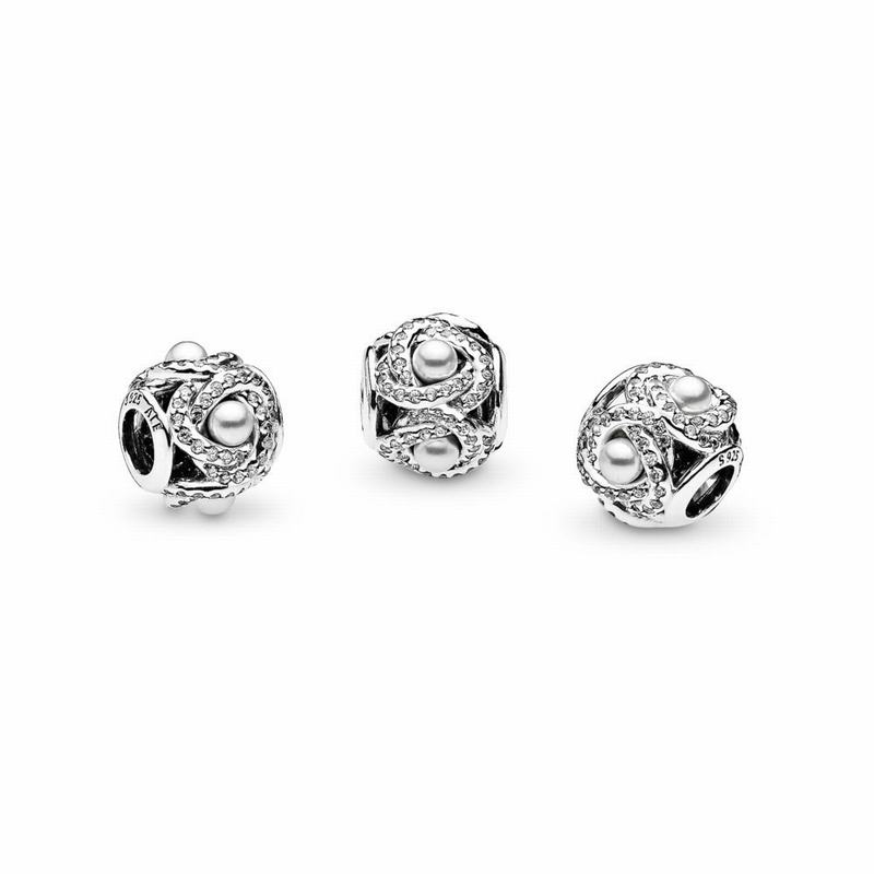 Pandora Luminous Love Knot Charm - Sterling Silver/White/Mixed Stones/Cubic Zirconia - Canada | QL52